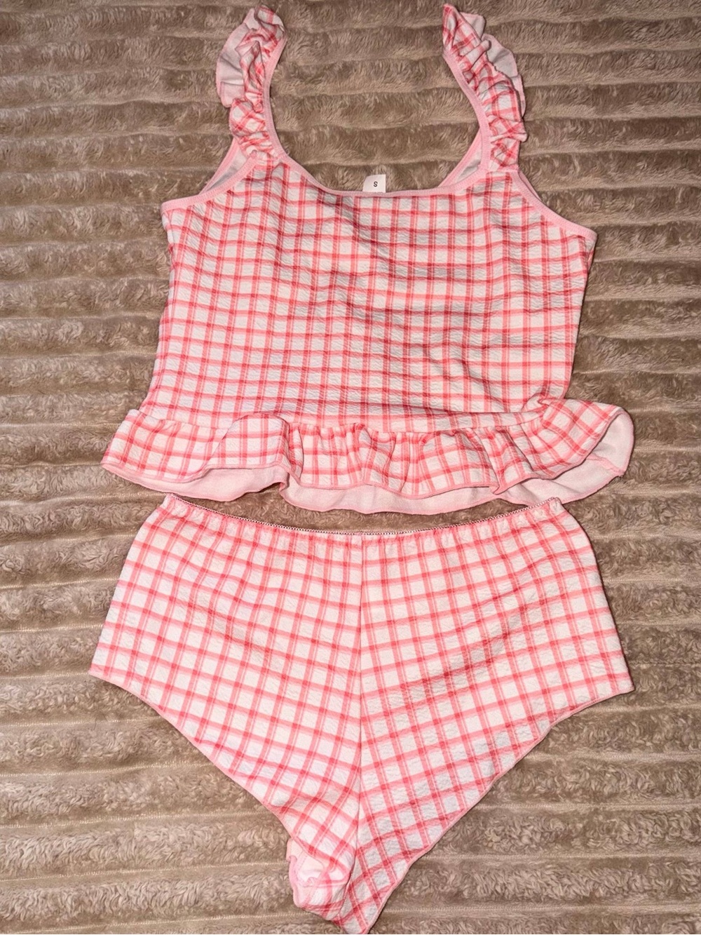 Plaid Ruffle Two-Piece Sleep Set - Picture 3 of 7